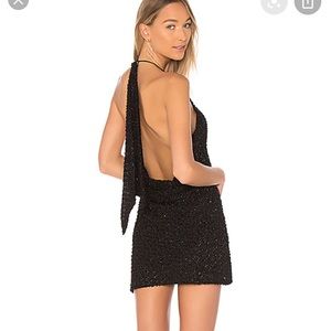 Backless Black Sparkly Mini Dress